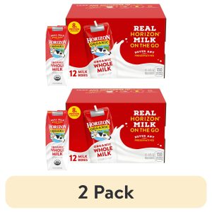 (2 pack) Horizon Organic Shelf-Stable Whole Milk Boxes, 8 fl oz, 12 Pack