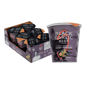 Black Garlic Beef Ramen Cup by Chef Ramsay (6 PACK) CHEF WOO High Protein Noodles | 20g of Animal-free, Bioavailable Protein | Made in U.S. |