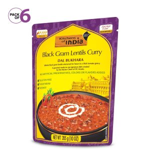 Kitchens of India Dal Bukhara Ready to Eat Black Gram Lentil Curry, Authentic Indian Dish No Preservatives Added 10 oz – Pack of 6