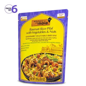 Kitchens of India Ready to Eat, Kashmiri Vegetable Biryani, Basmati Rice Pilaf with Vegetables & Nuts, Authentic Indian Dish No Preservatives Added…