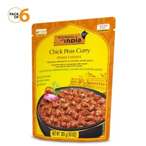 Kitchens of India Ready To Eat, Pindi Chana, Chick Pea Curry, Authentic Indian Dish No Preservatives Added 10 oz (Pack of 6)