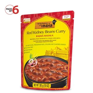 Kitchens of India Ready-To-Eat Rajma Masala, Red Kidney Bean Curry, Authentic Indian Dish No Preservatives Added 10 oz (Pack of 6)