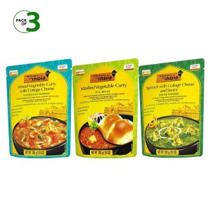 Kitchens of India, Ready-to-Eat Variety Pack Authentic Indian Dish No Preservatives Added (Navratan Korma, Pav Bhaji, Palak Paneer – Pack of 3) 10 oz.