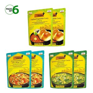 Kitchens of India Ready-to-Eat Variety Pack Indian Dish No Preservatives Added 10 oz. (Navratan Korma, Pav Bhaji, Cottage Cheese Palak Paneer -…